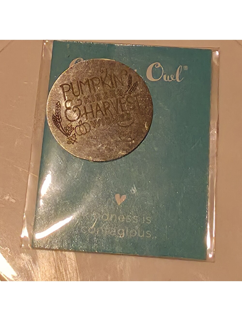Authentic Origami Owl Large Silver "Pumpkin Kisses Harvest Wishes" Plate - NEW